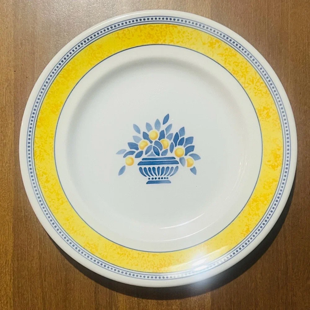 Johnson Brothers JARDINIERE Salad Plates Green / Yellow Border - Set of 2